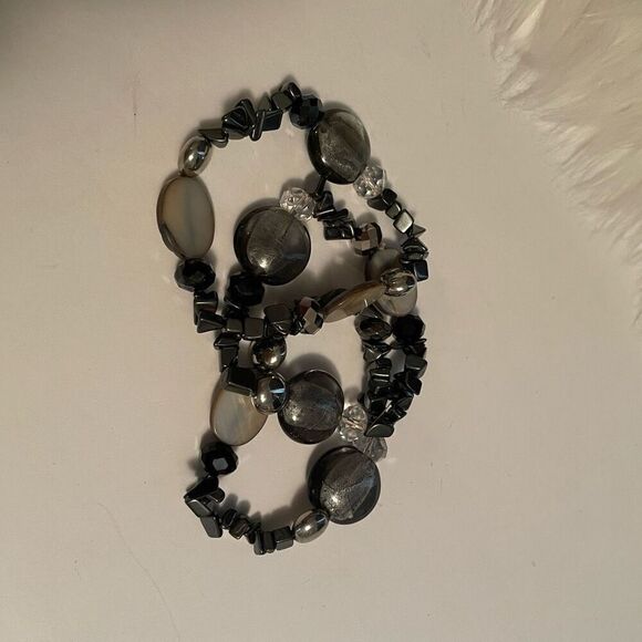 Beaded stretchy bracelets set of 3 - Picture 2 of 4